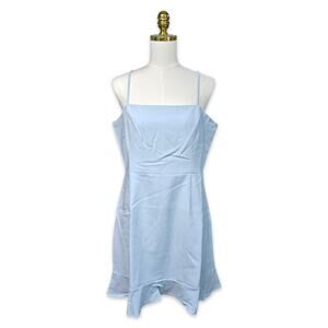 French Connection Whisper Frill Hem Cami Mini Dress Size 12 Light Dream Blue NWT